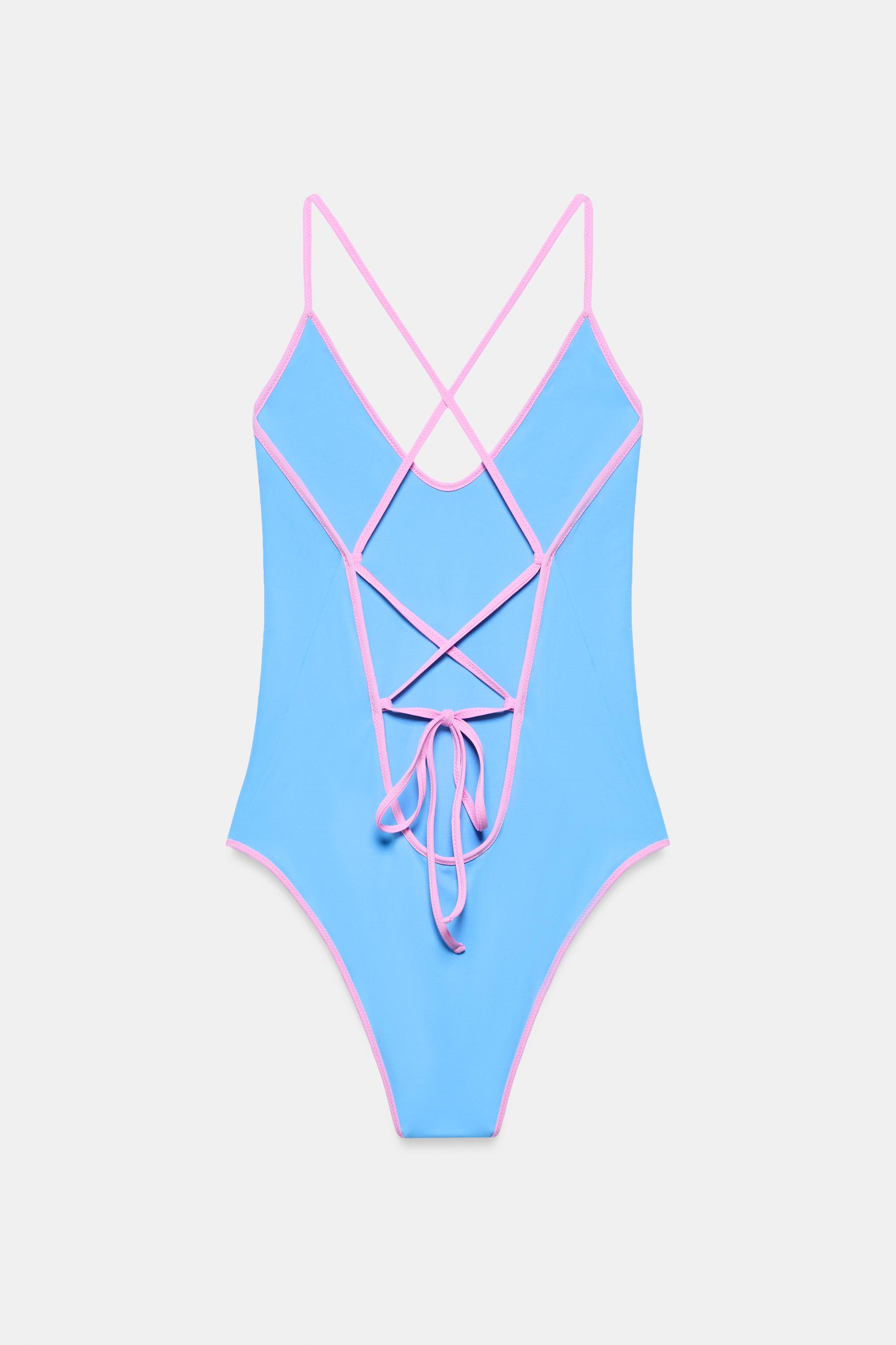 SOLID SWIMSUIT WITH CONTRAST STRAPS